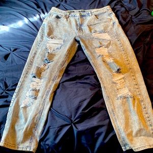 Gene ripped pants zip up